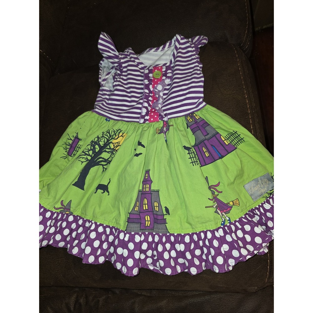 Eleanor rose fall autumn Halloween witch black cat haunted house dress size 2t